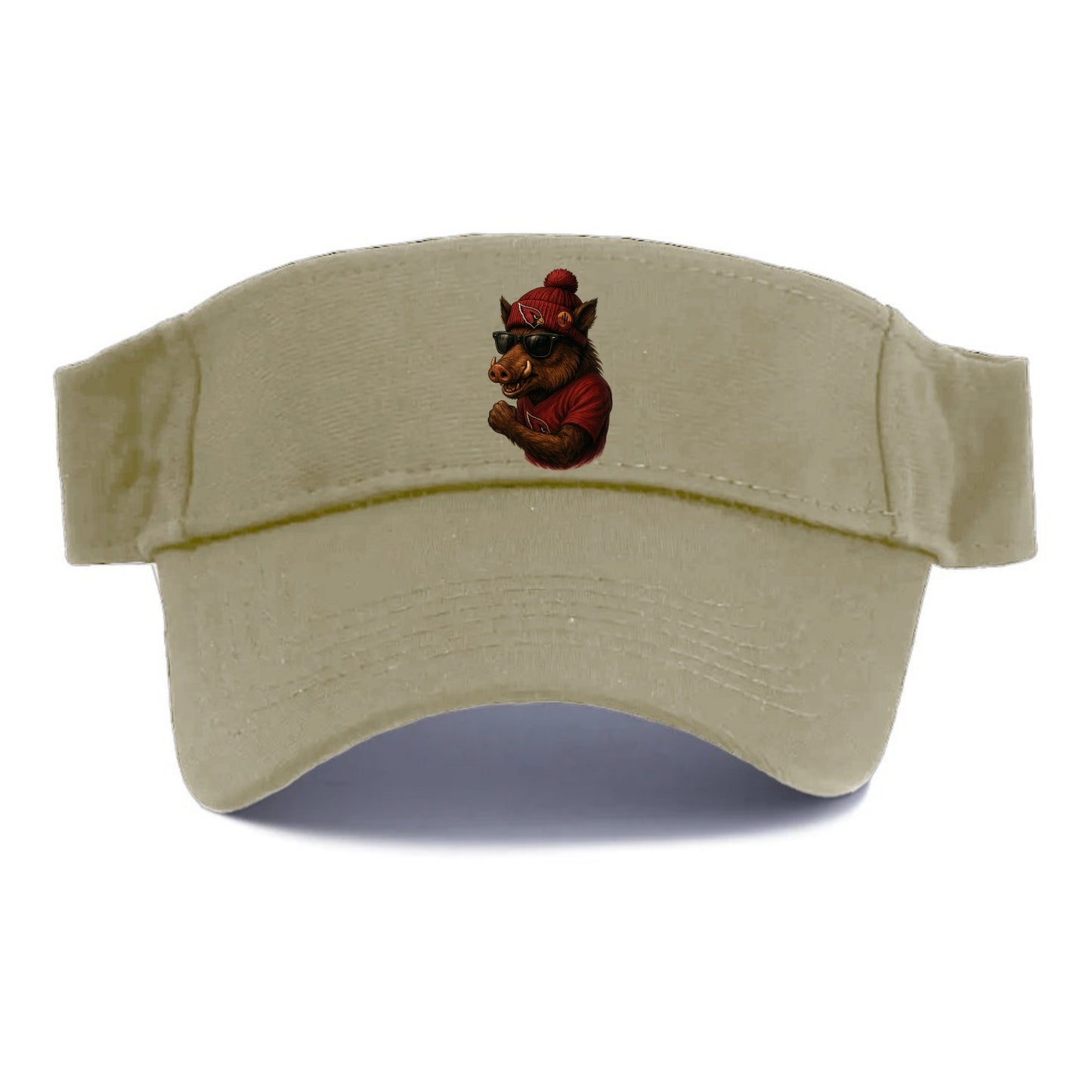 Arizona Javelina wearing Cardinals beanie with desert patch and wayfarer sunglasses - Visor - Warm Sand(Khaki)