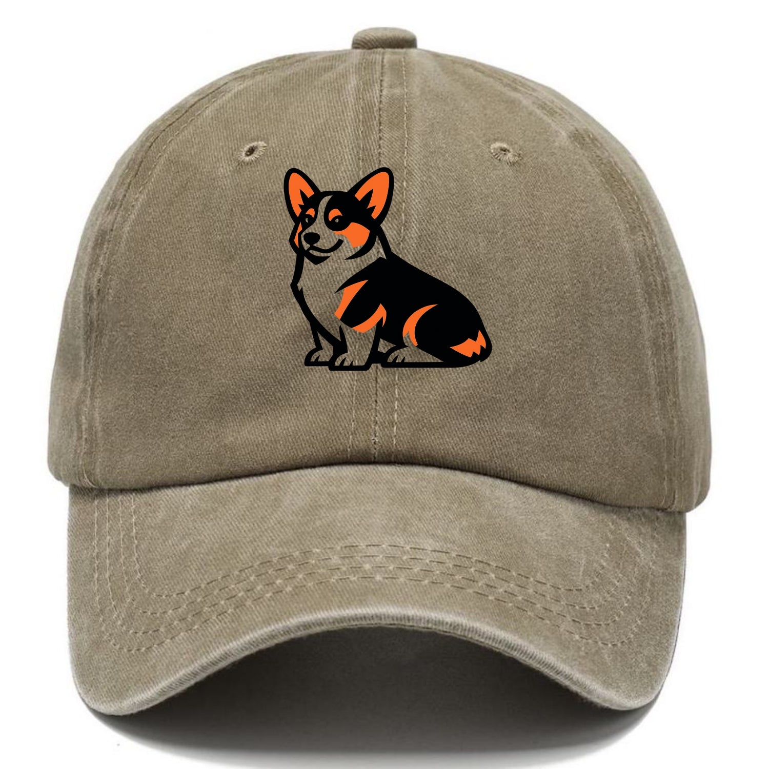Tricolor Corgi Charm - Classic Cap - Warm Sand(Khaki)