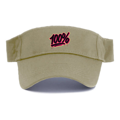 Bold typography design - "100%" - all in, fully committed - Visor - Warm Sand(Khaki)