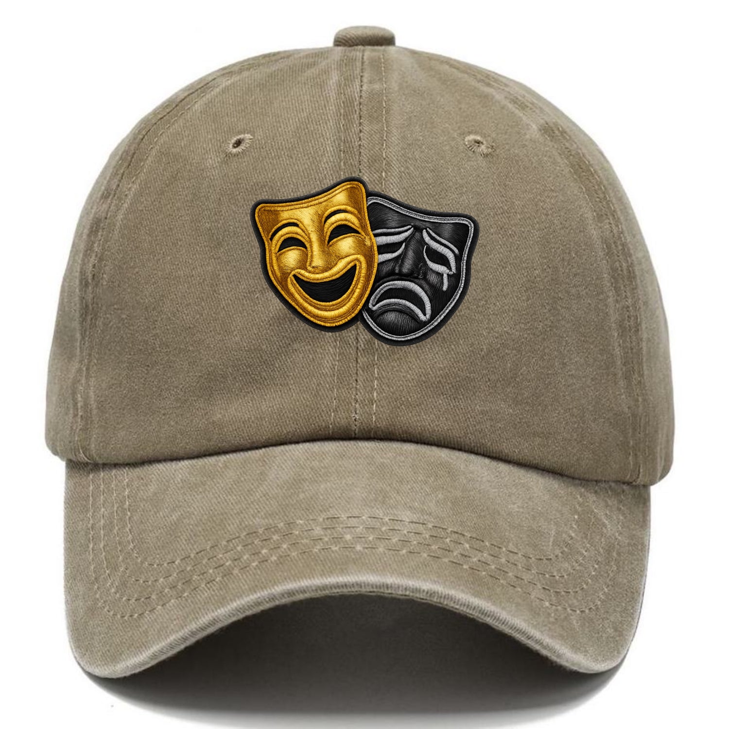 BROADWAY MASKS - comedy tragedy masks in gold and black , theater - Classic Cap - Warm Sand(Khaki)