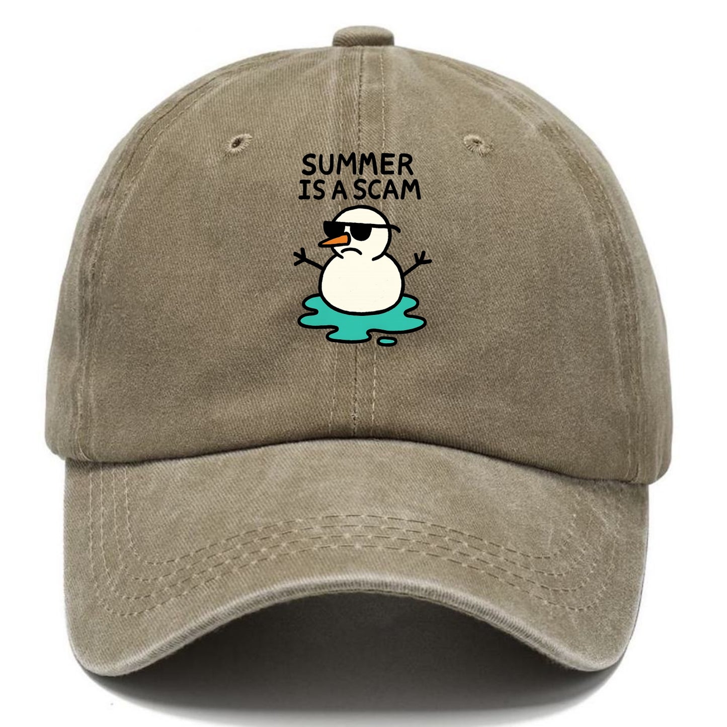 SUMMER IS A SCAM | Melting snowman in sunglasses - Classic Cap - Warm Sand(Khaki)