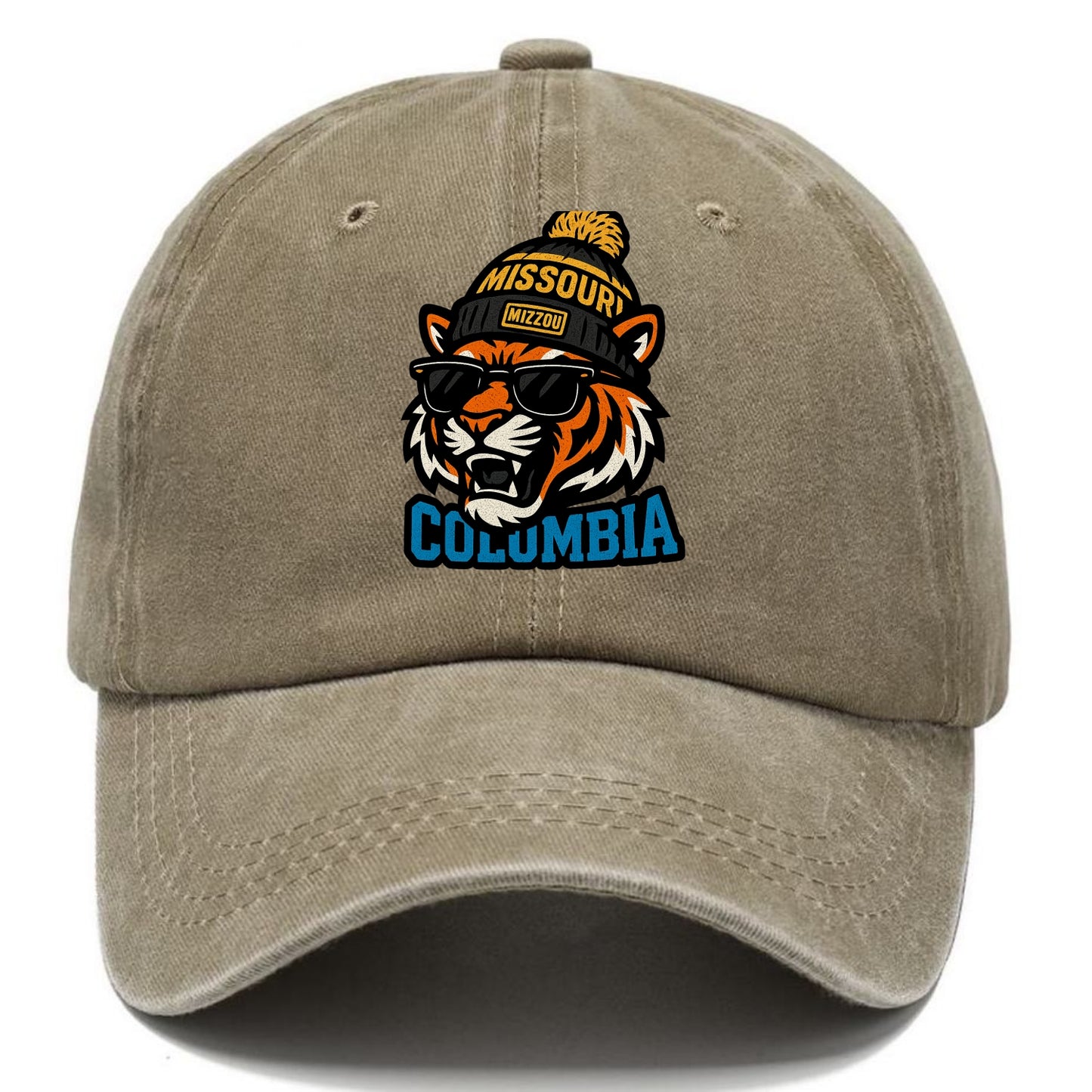 Columbia Tiger wearing Missouri beanie with Mizzou patch - Classic Cap - Warm Sand(Khaki)