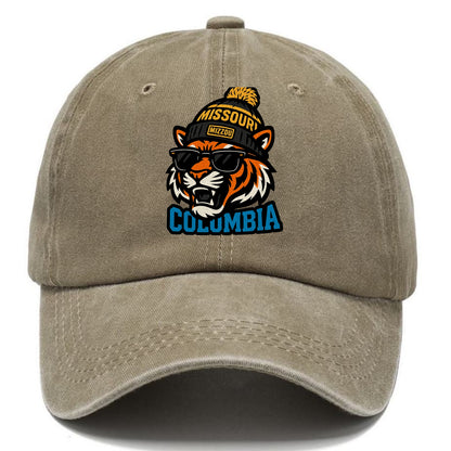 Columbia Tiger wearing Missouri beanie with Mizzou patch - Classic Cap - Warm Sand(Khaki)