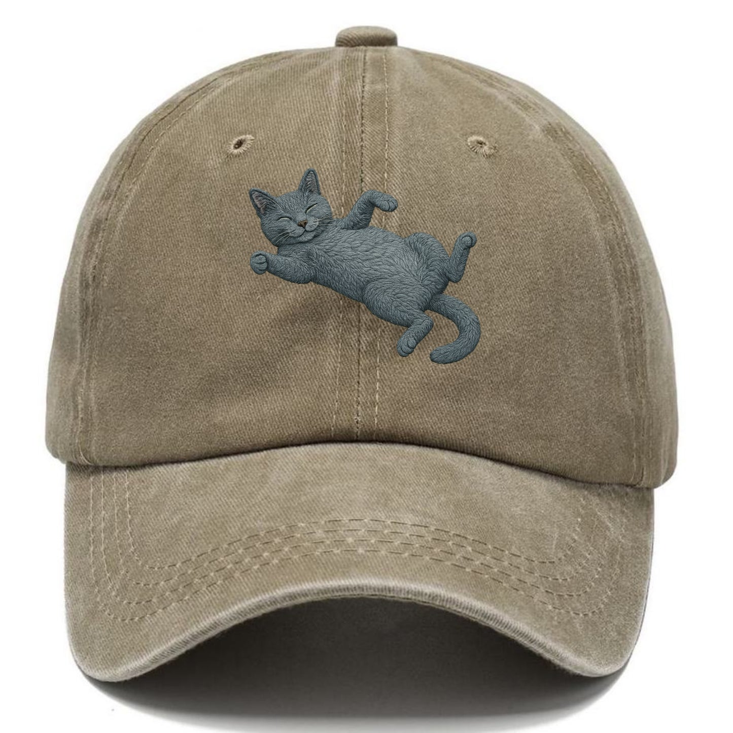 Russian Blue  fully relaxed sprawled out Classic Cap - Warm Sand(Khaki)