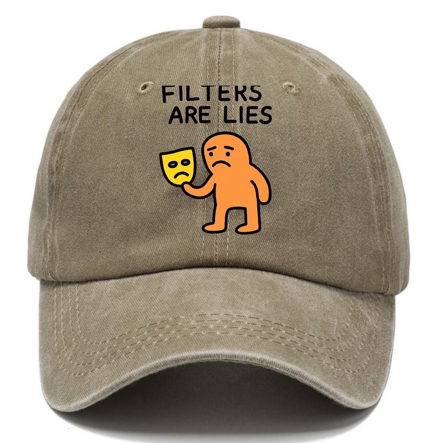 FILTERS ARE LIES | Mask arguing with face - Classic Cap - Warm Sand(Khaki)