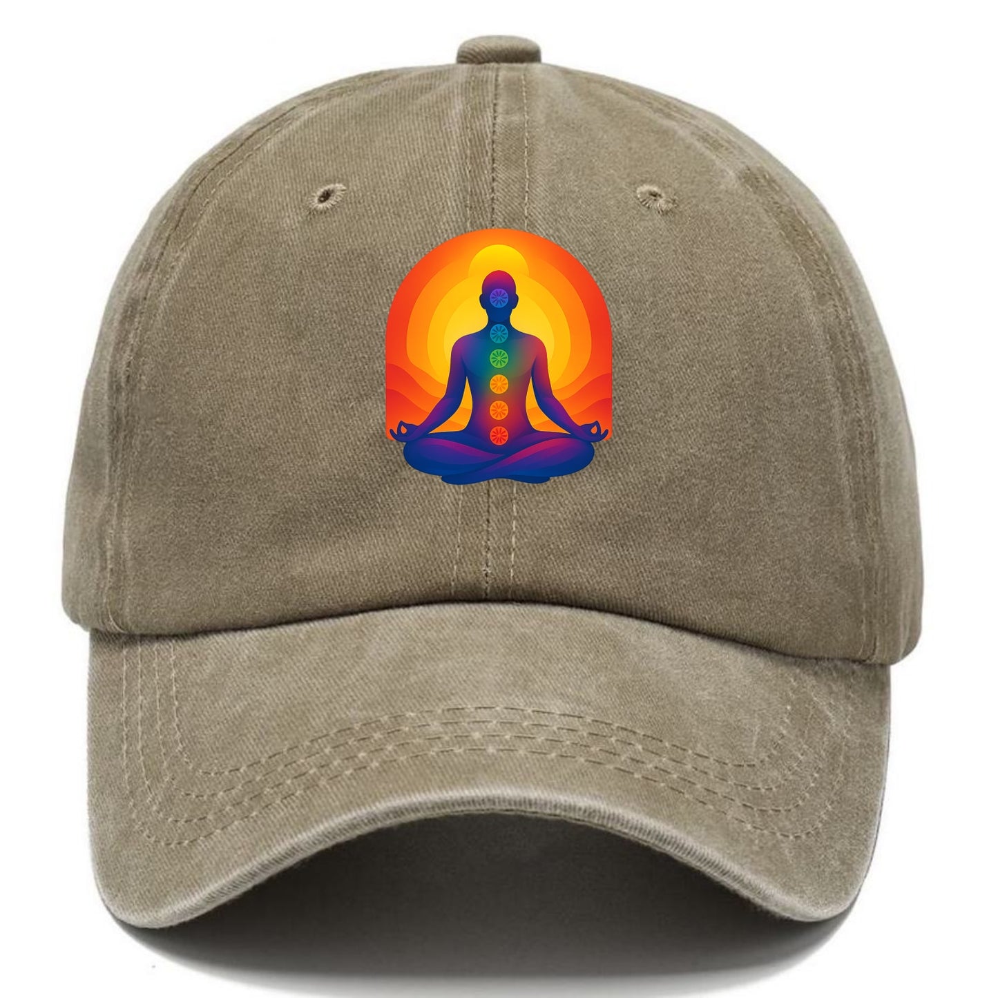 Sunset Meditation - Figure in lotus pose Classic Cap - Warm Sand(Khaki)