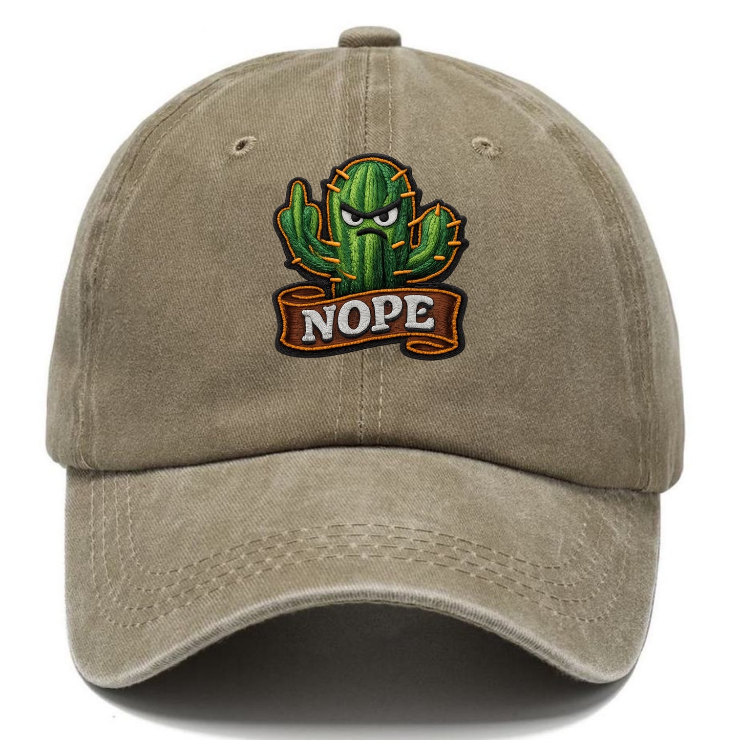 NOPE CACTUS - cactus with attitude in green , prickly personality - Classic Cap - Warm Sand(Khaki)