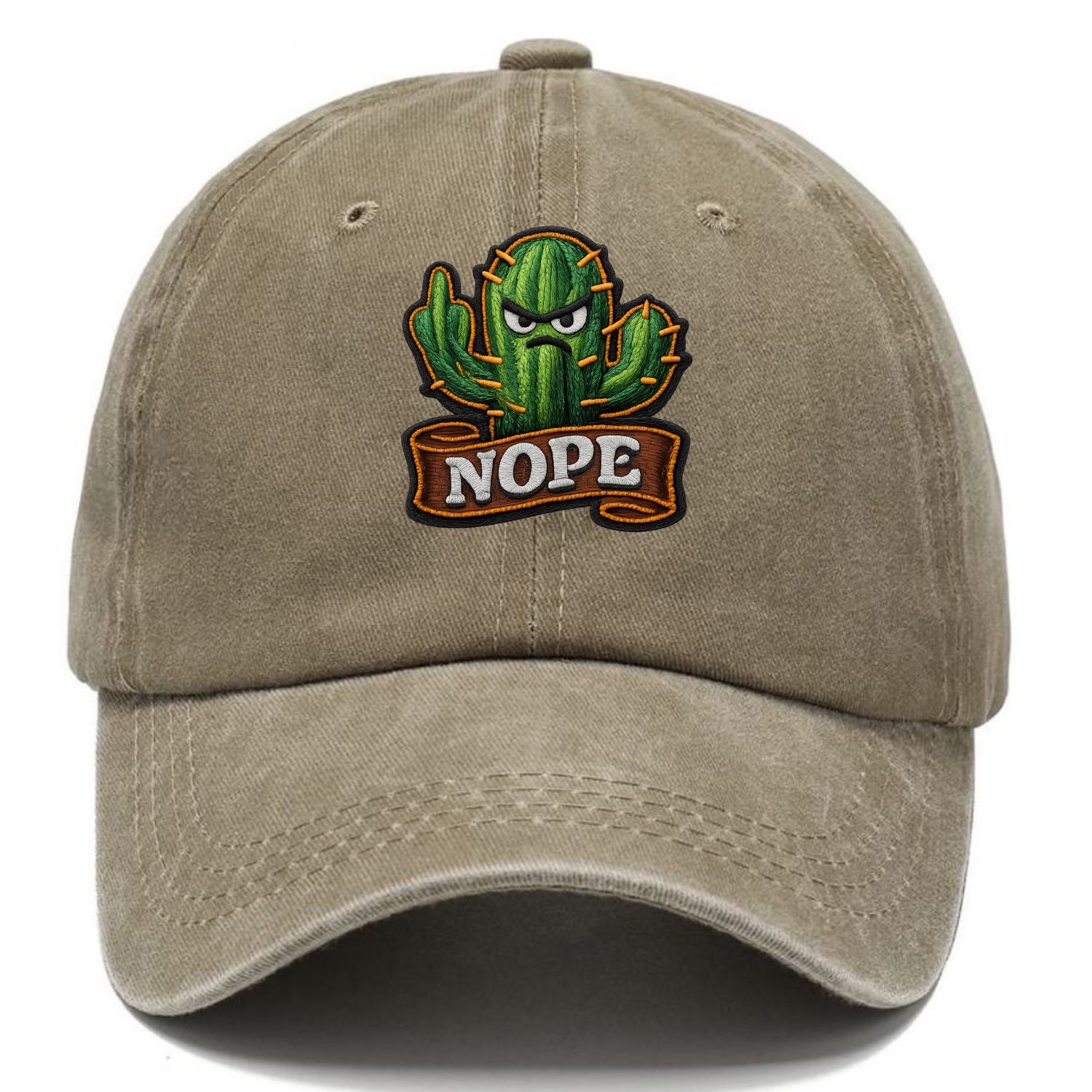 NOPE CACTUS - cactus with attitude in green , prickly personality - Classic Cap - Warm Sand(Khaki)