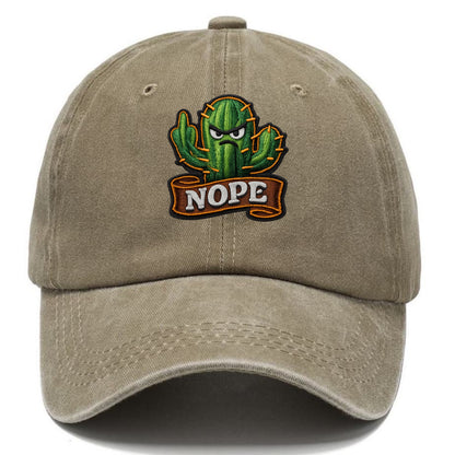 NOPE CACTUS - cactus with attitude in green , prickly personality - Classic Cap - Warm Sand(Khaki)