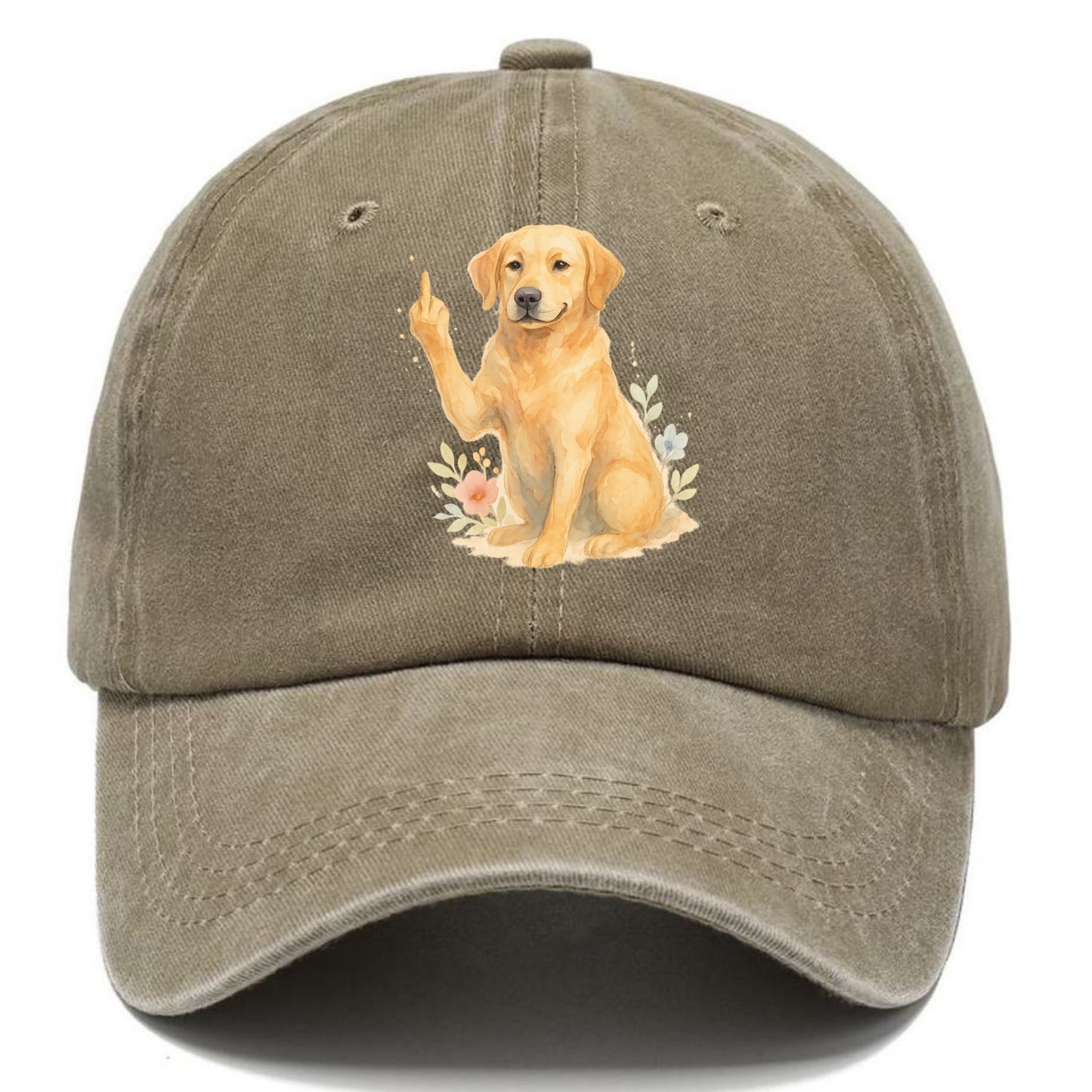 Labrador Retriever yellow sitting pretty, friendly face, strong paw up with sass - Classic Cap - Warm Sand(Khaki)