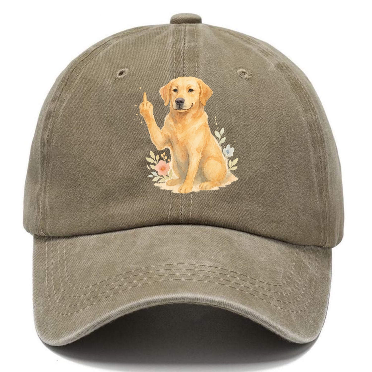 Labrador Retriever yellow sitting pretty, friendly face, strong paw up with sass - Classic Cap - Warm Sand(Khaki)
