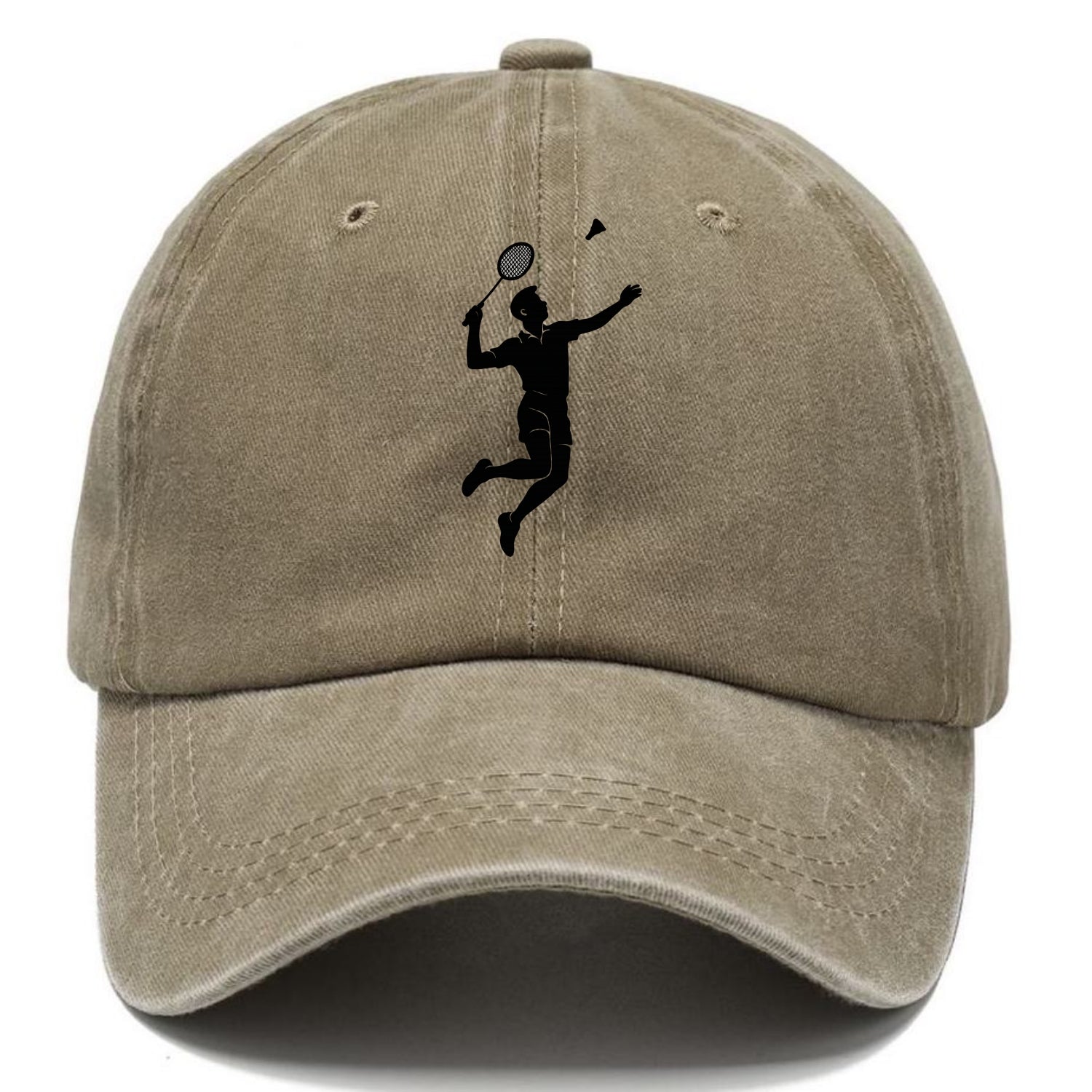 Badminton player jumping for a smash - Classic Cap - Warm Sand(Khaki)