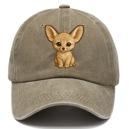 Baby Fennec Fox - huge ears, cream fur, large dark eyes, front-facing, desert baby - Classic Cap - Warm Sand(Khaki)
