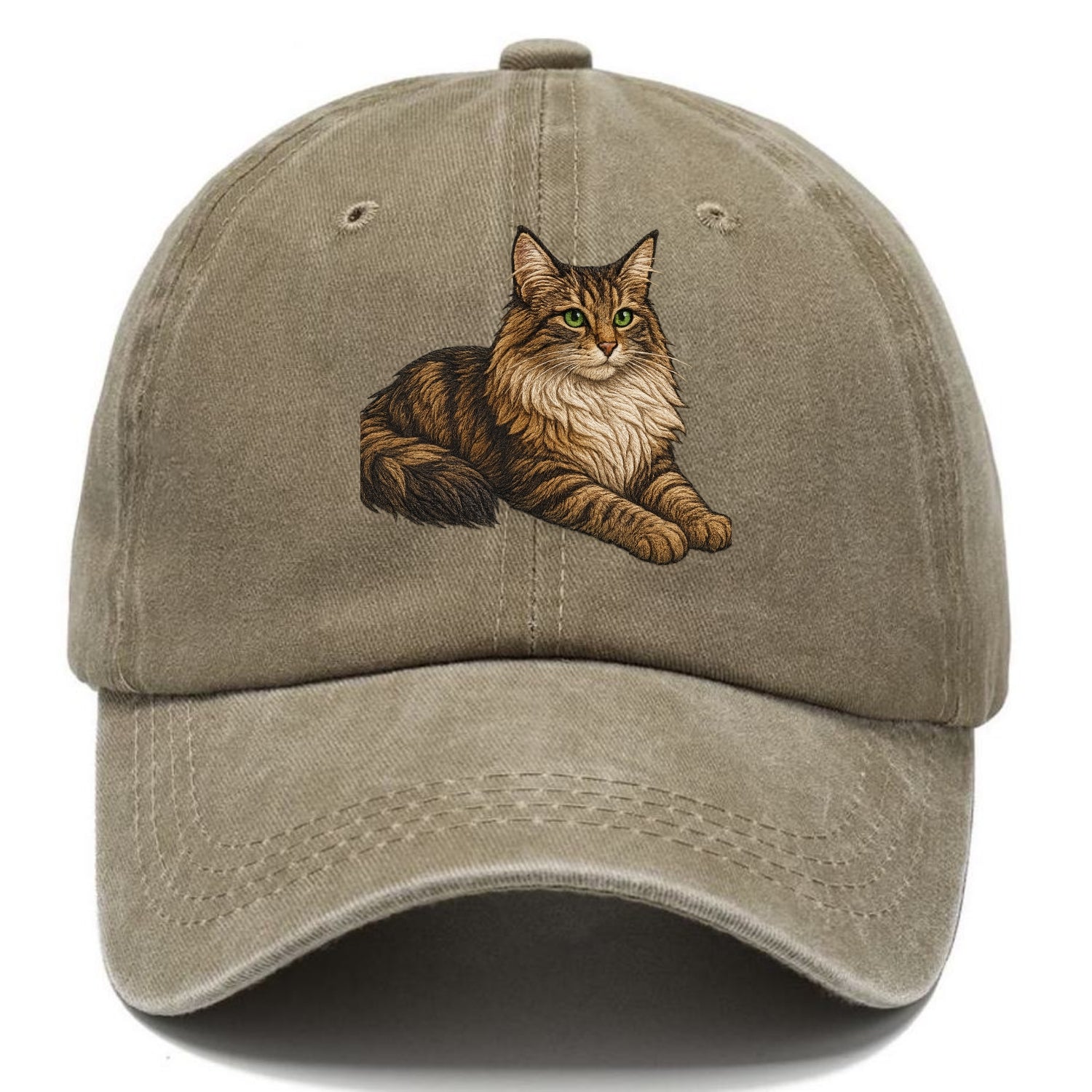 Norwegian Forest Cat  relaxed lying down Classic Cap - Warm Sand(Khaki)