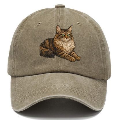 Norwegian Forest Cat  relaxed lying down Classic Cap - Warm Sand(Khaki)