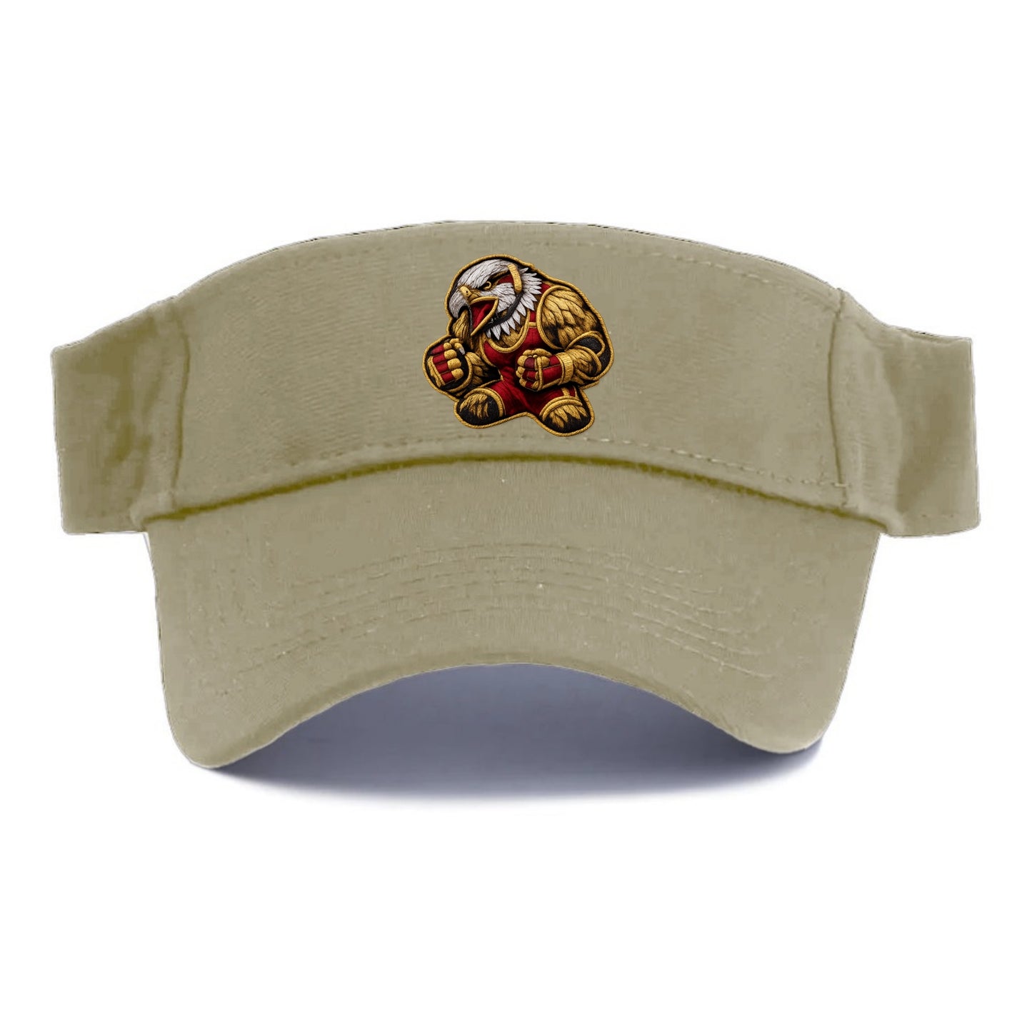 Embroidered patch design - WRESTLING EAGLE - fierce eagle with wrestling singlet in gold - Visor - Warm Sand(Khaki)
