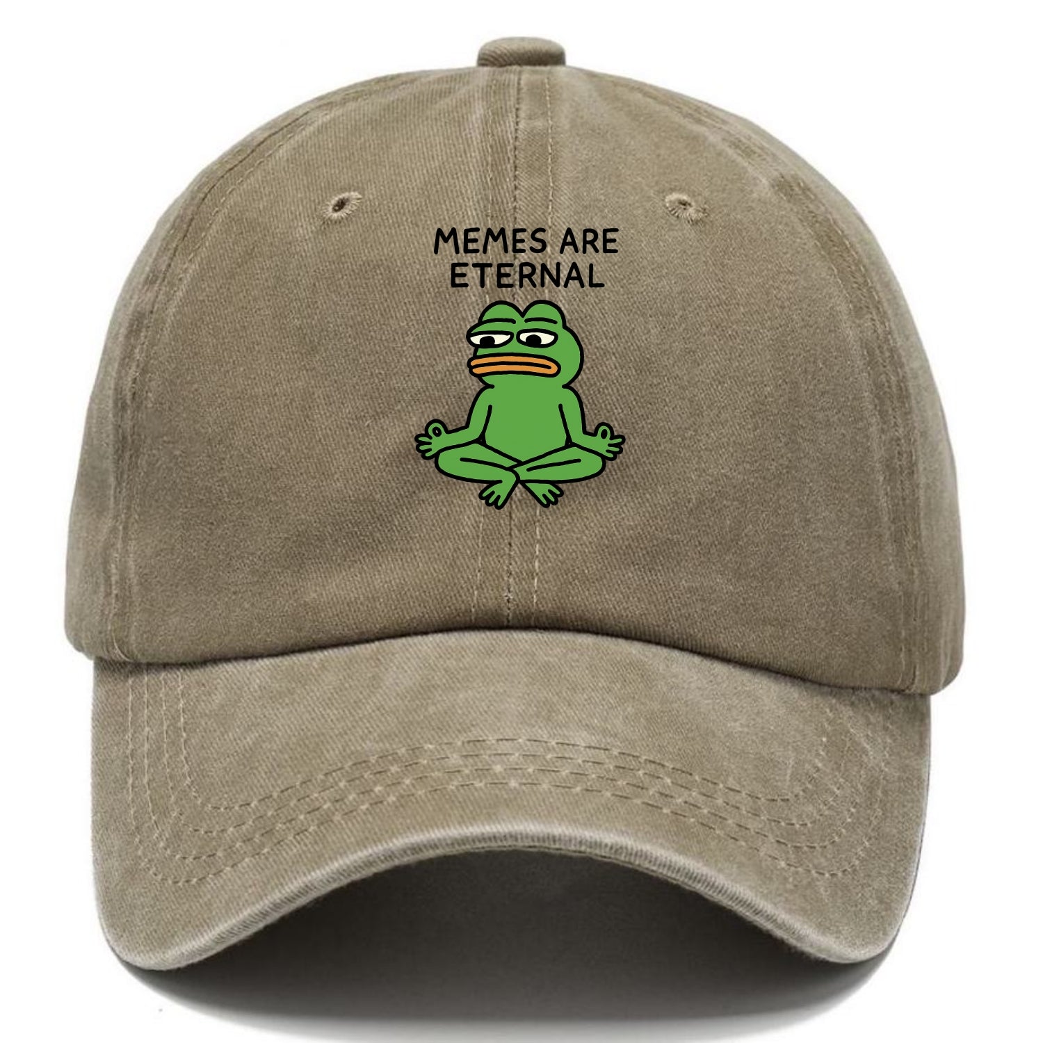 MEMES ARE ETERNAL | Immortal pepe meditating - Classic Cap - Warm Sand(Khaki)