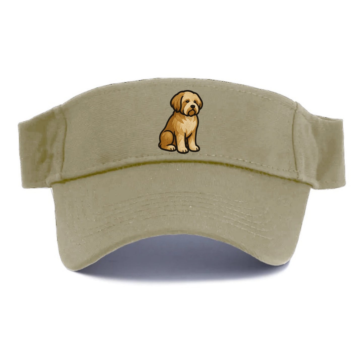 Tibetan Terrier - Gold and white embroidered sitting pose - Visor - Warm Sand(Khaki)