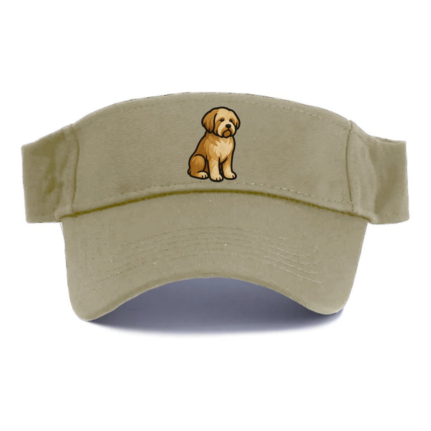 Tibetan Terrier - Gold and white embroidered sitting pose - Visor - Warm Sand(Khaki)