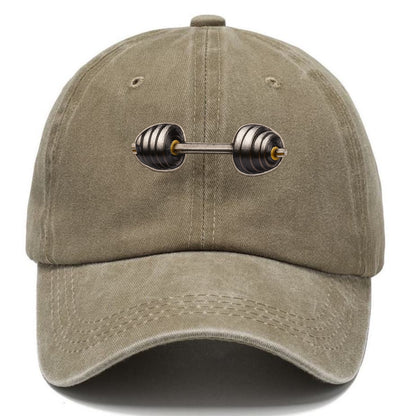 Embroidered patch design - WEIGHTLIFTING BARBELL - heavy barbell with plates in - Classic Cap - Warm Sand(Khaki)