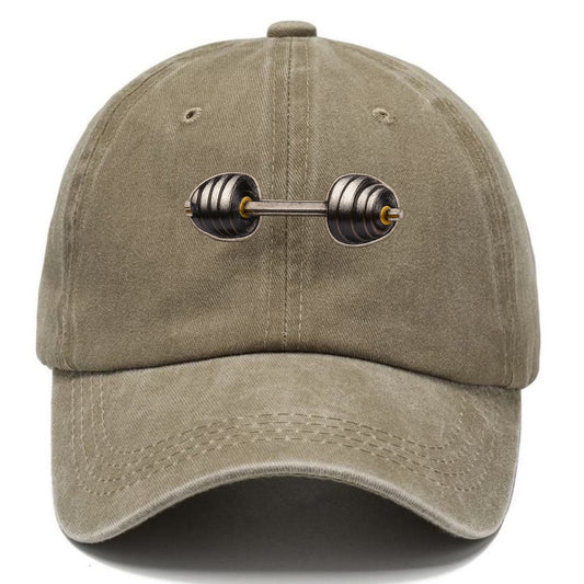 Embroidered patch design - WEIGHTLIFTING BARBELL - heavy barbell with plates in - Classic Cap - Warm Sand(Khaki)