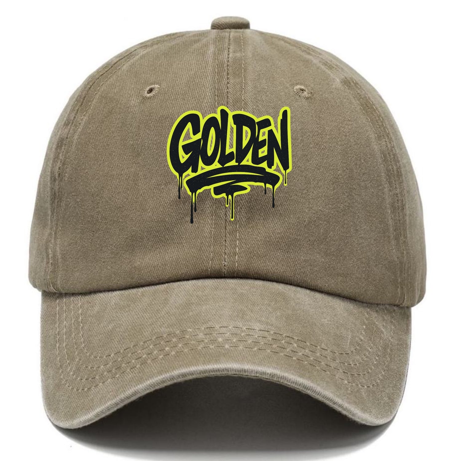 Bold typography design - "GOLDEN" - precious, valuable, excellent - Classic Cap - Warm Sand(Khaki)