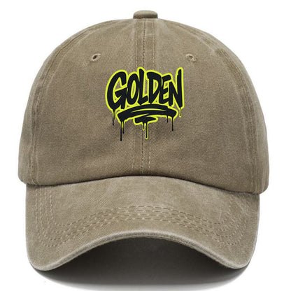 Bold typography design - "GOLDEN" - precious, valuable, excellent - Classic Cap - Warm Sand(Khaki)