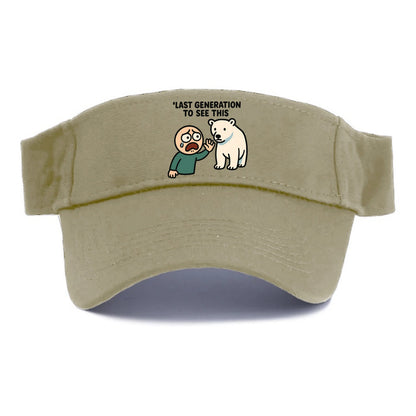 Person waving goodbye to polar bear - "Last generation to see this" - extinction grief - Visor - Warm Sand(Khaki)
