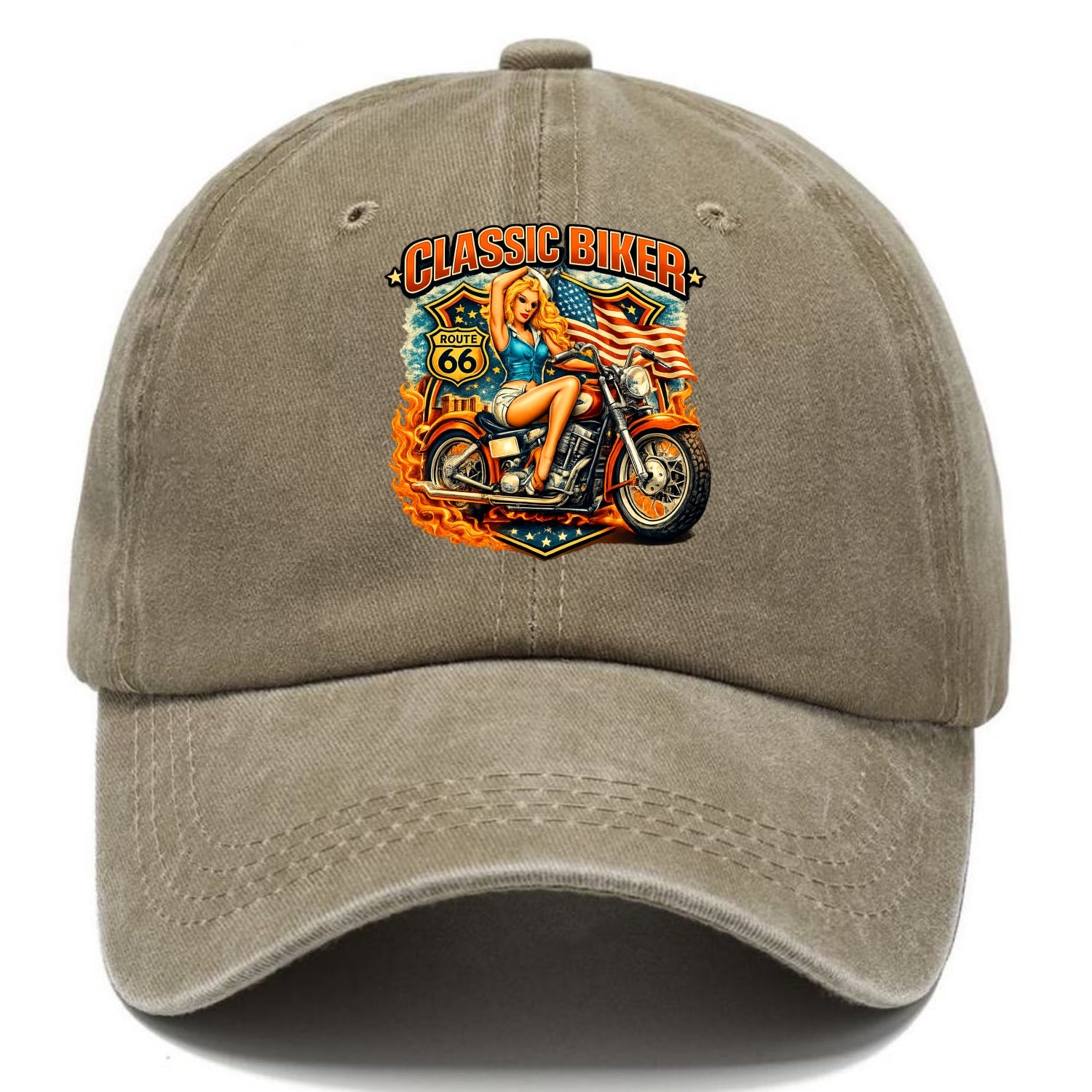 Classic Pinup Biker - Classic Cap - Warm Sand(Khaki)