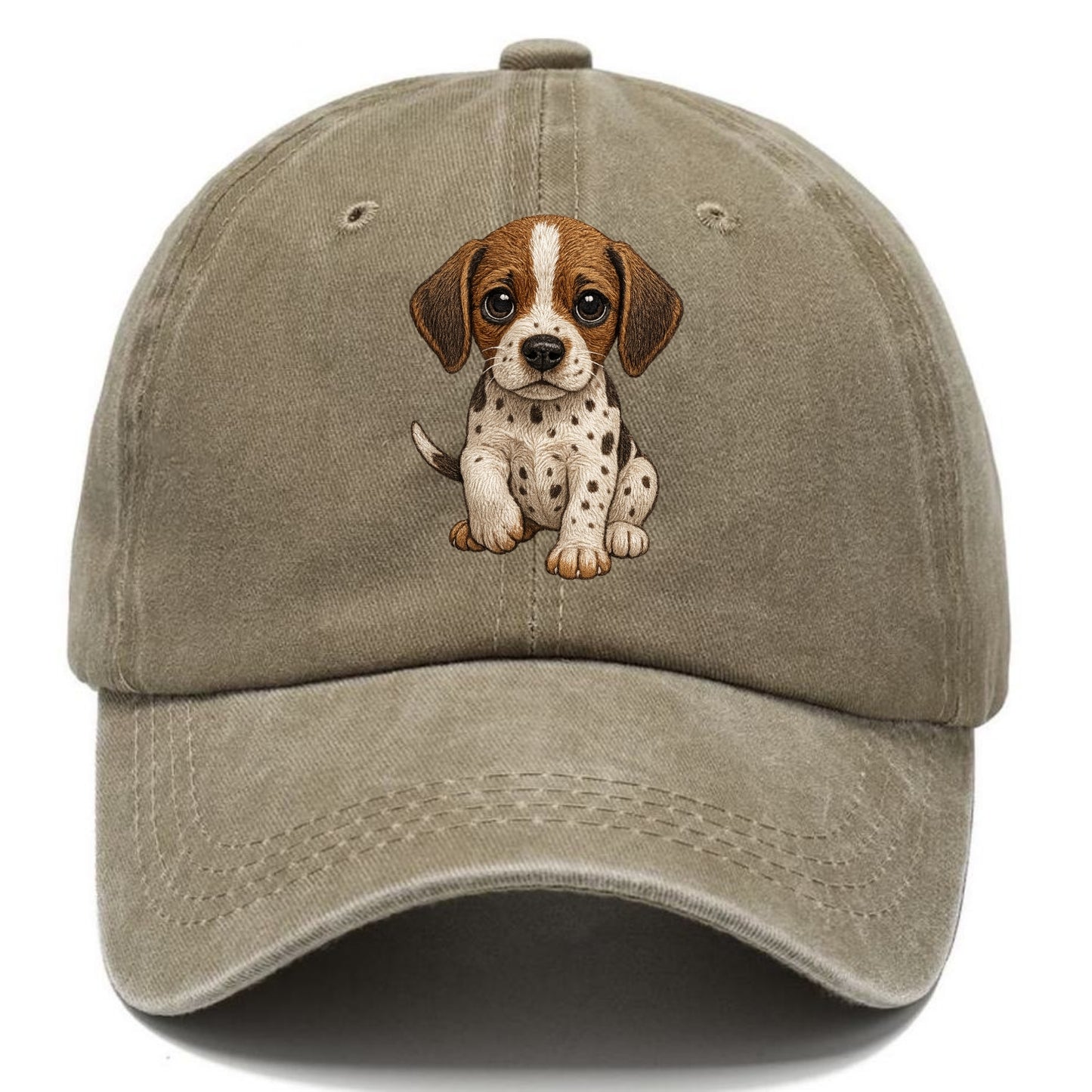 Baby Pointer Puppy - spotted coat, noble stance, alert eyes, front-facing, pointing - Classic Cap - Warm Sand(Khaki)