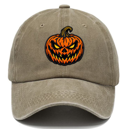 HALLOWEEN PUMPKIN - jack o lantern in orange and black , spooky - Classic Cap - Warm Sand(Khaki)