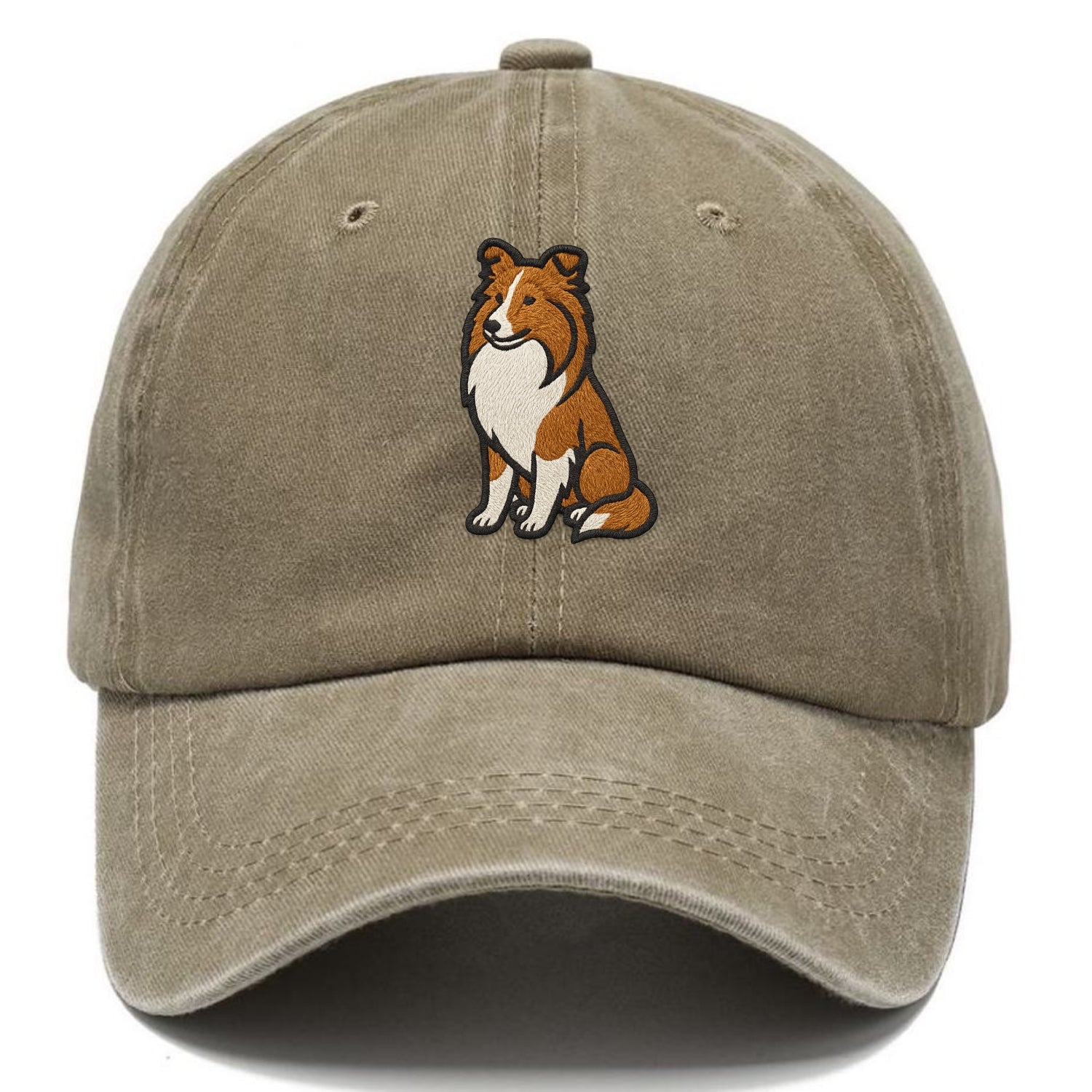 Shetland Sheepdog - Sable and white embr Classic Cap - Warm Sand(Khaki)