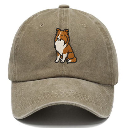Shetland Sheepdog - Sable and white embr Classic Cap - Warm Sand(Khaki)