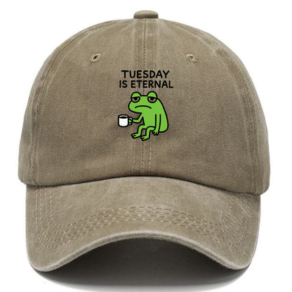 TUESDAY IS ETERNAL | Tired frog with coffee cup - Classic Cap - Warm Sand(Khaki)