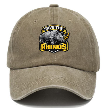 SAVE THE RHINOS - rhino silhouette in gray , horn protection - Classic Cap - Warm Sand(Khaki)