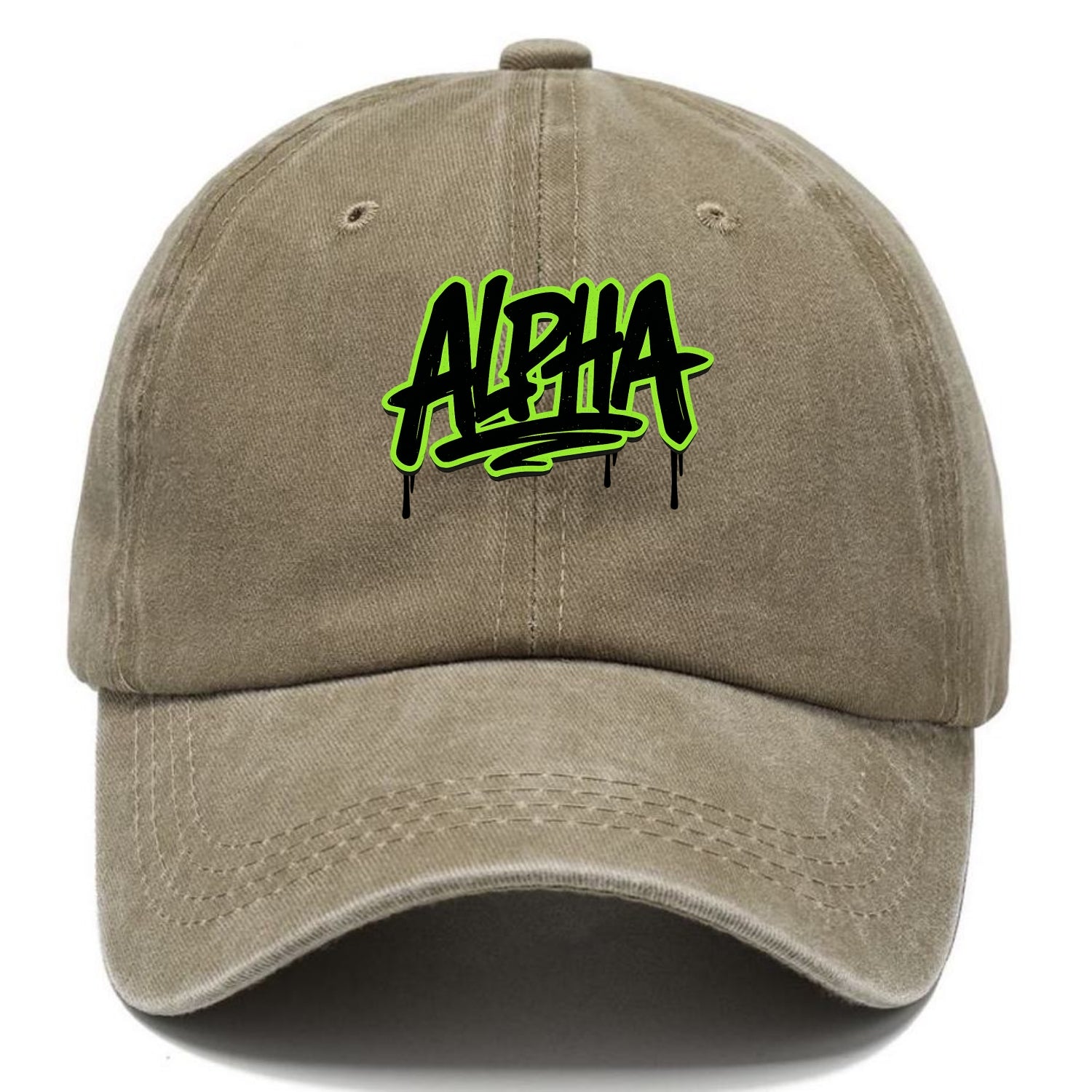 Bold typography design - "ALPHA" - leader of the pack - Classic Cap - Warm Sand(Khaki)