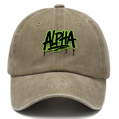 Bold typography design - "ALPHA" - leader of the pack - Classic Cap - Warm Sand(Khaki)
