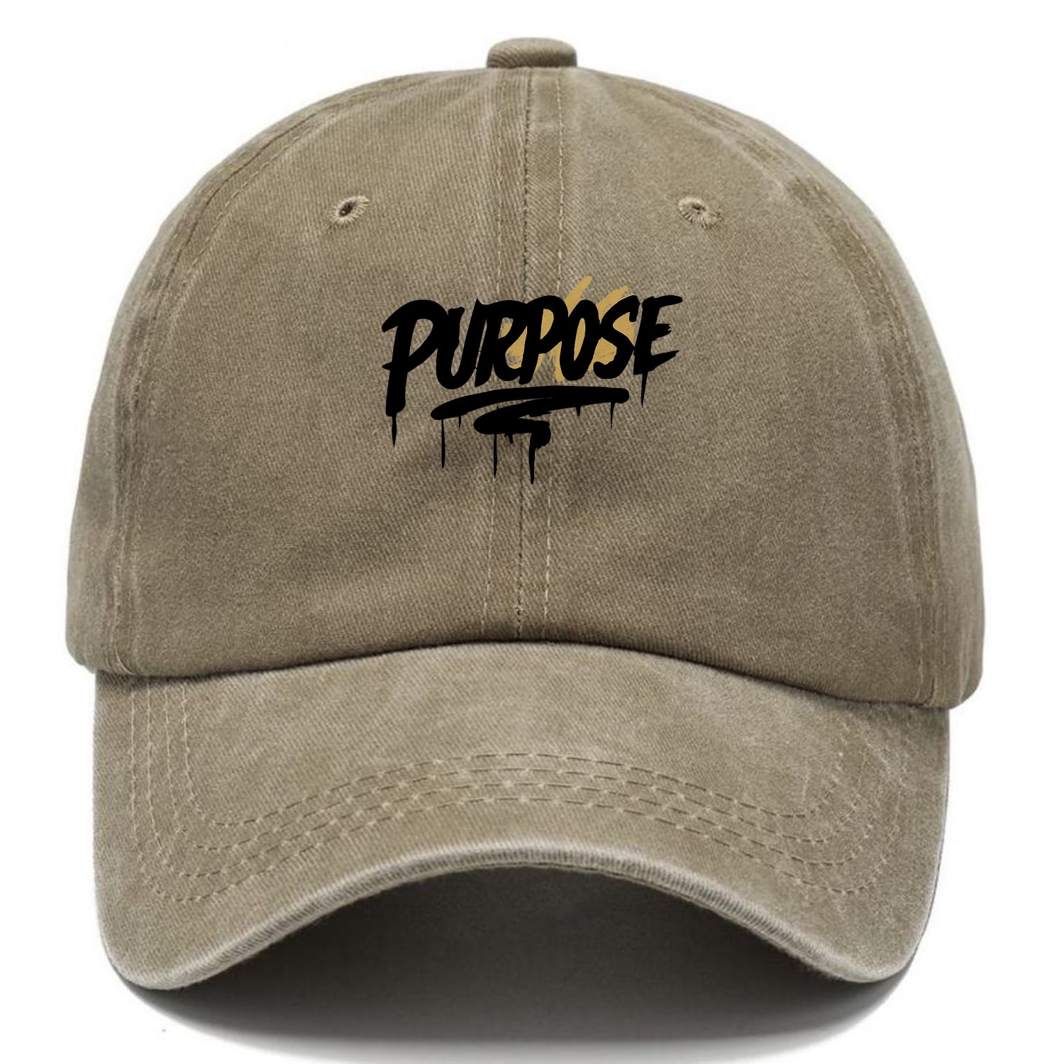 Bold typography design - "PURPOSE" - reason for being - Classic Cap - Warm Sand(Khaki)