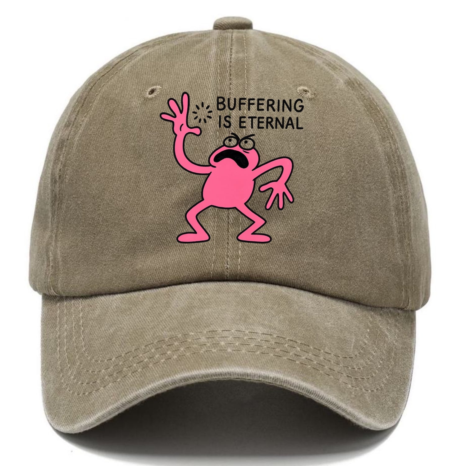 BUFFERING IS ETERNAL | Loading circle dizzy - Classic Cap - Warm Sand(Khaki)