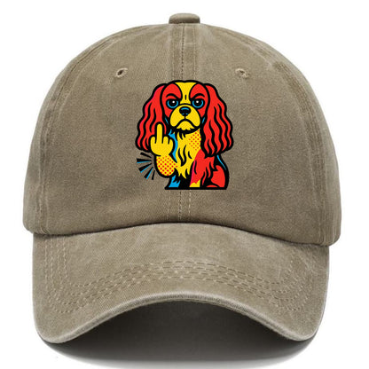Cavalier King Charles Spaniel with long ears, regal paw giving finger - Classic Cap - Warm Sand(Khaki)