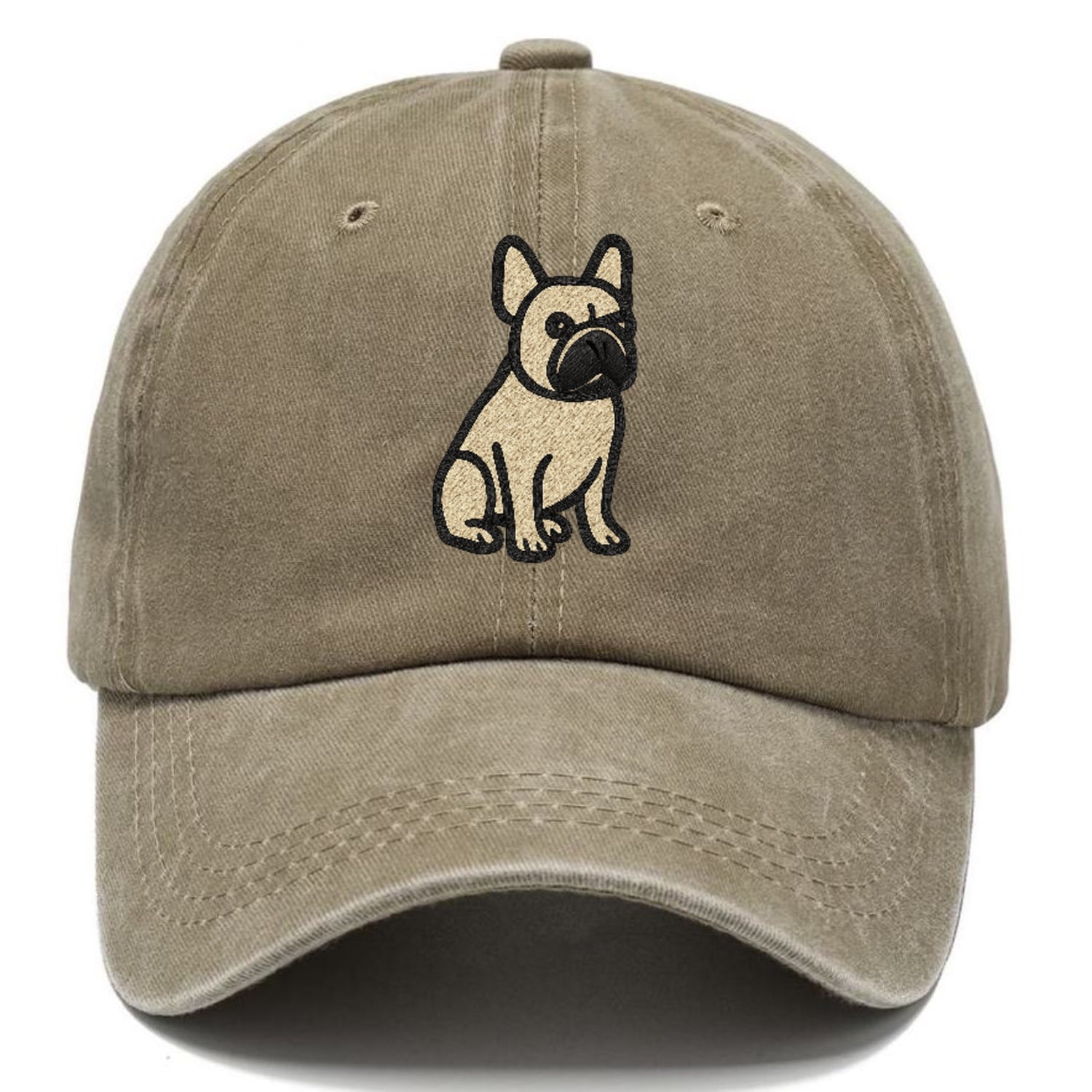 French Bulldog Fawn Colored Clean Sitting Pose Classic Cap - Warm Sand(Khaki)