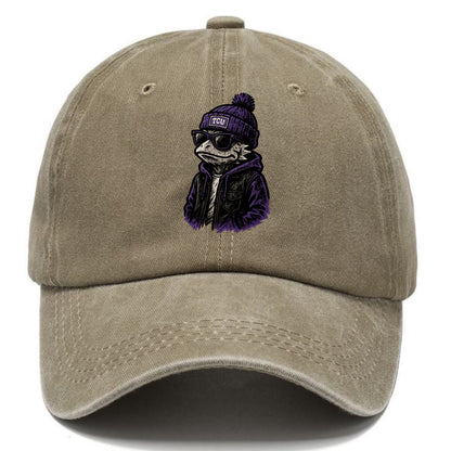 Fort Worth Frog wearing TCU beanie with horned patch - Classic Cap - Warm Sand(Khaki)