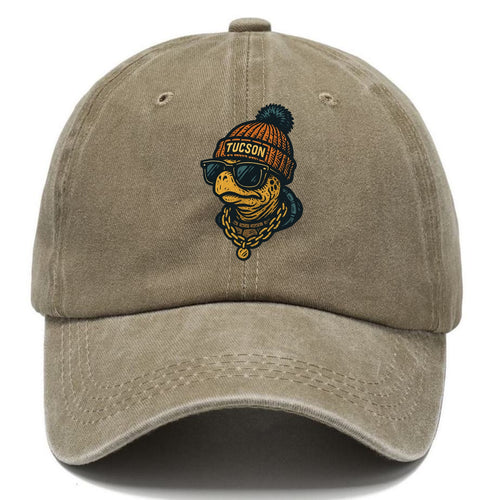 Tucson Desert Tortoise wearing Tucson beanie with pom pom and wayfarer sunglasses - Classic Cap