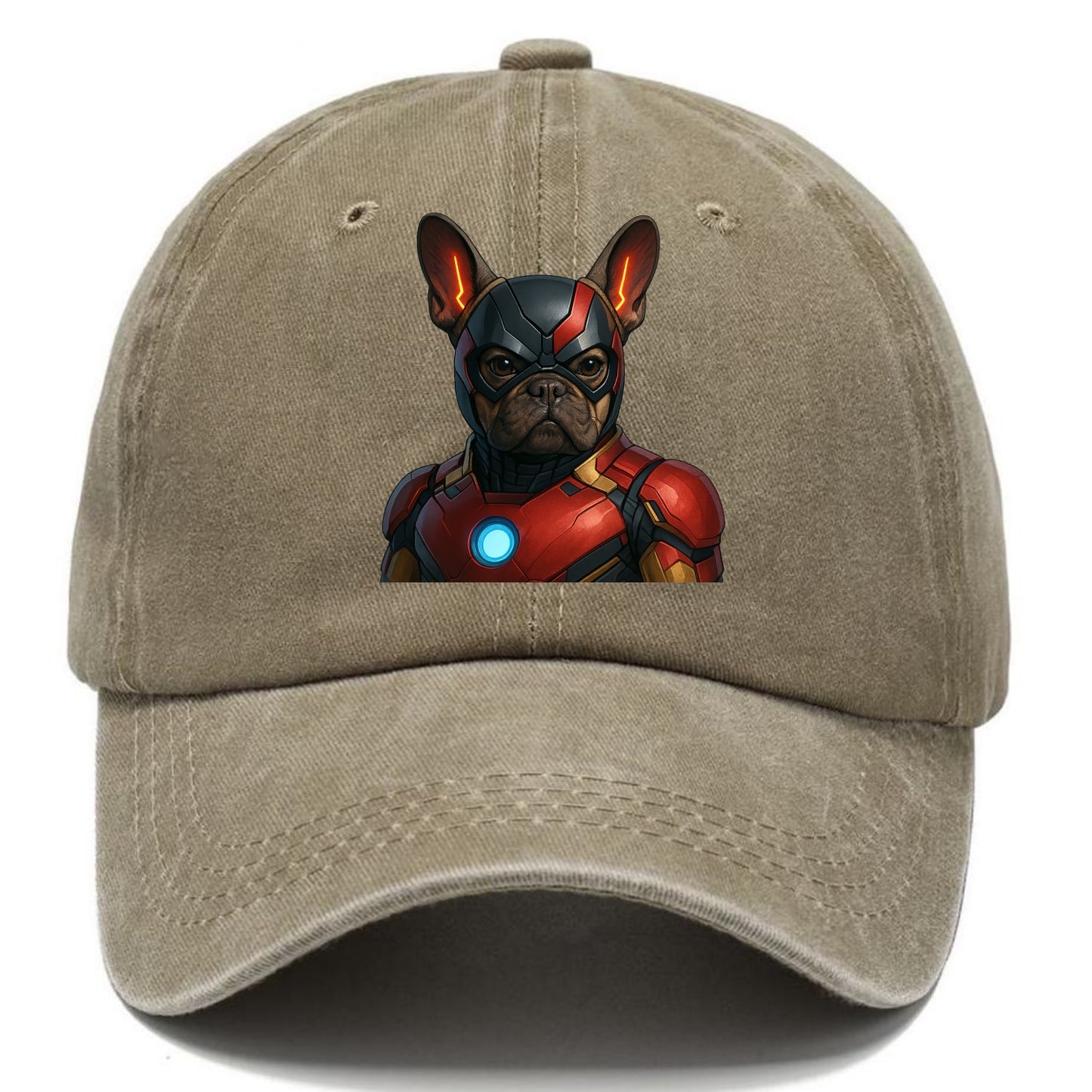 French Bulldog Iron Man  - Classic Cap - Warm Sand(Khaki)