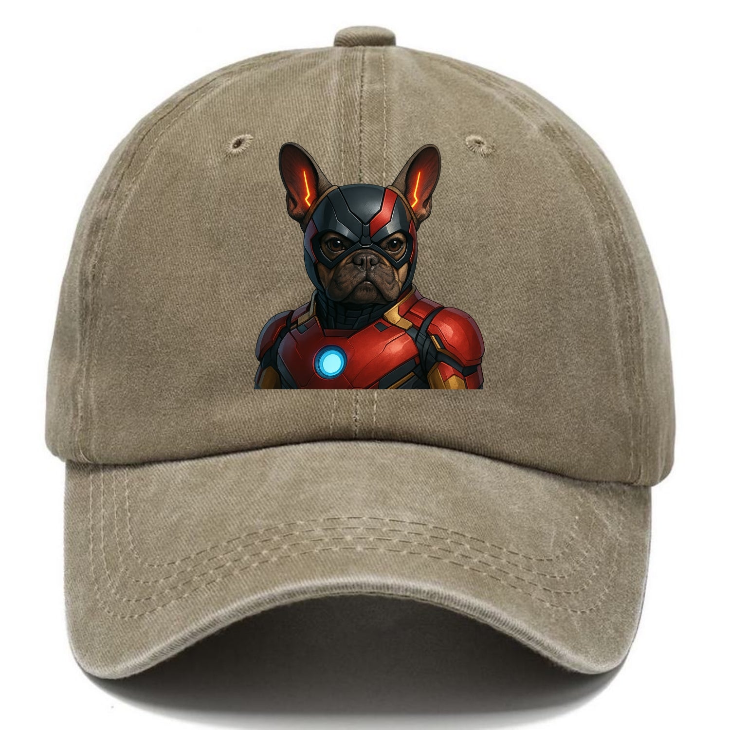 French Bulldog Iron Man  - Classic Cap - Warm Sand(Khaki)