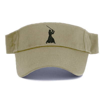 Kendo swordsman in striking stance - Visor - Warm Sand(Khaki)
