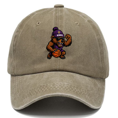 California Grizzly wearing Kings beanie with royal scepter patch and wayfarer - Classic Cap - Warm Sand(Khaki)