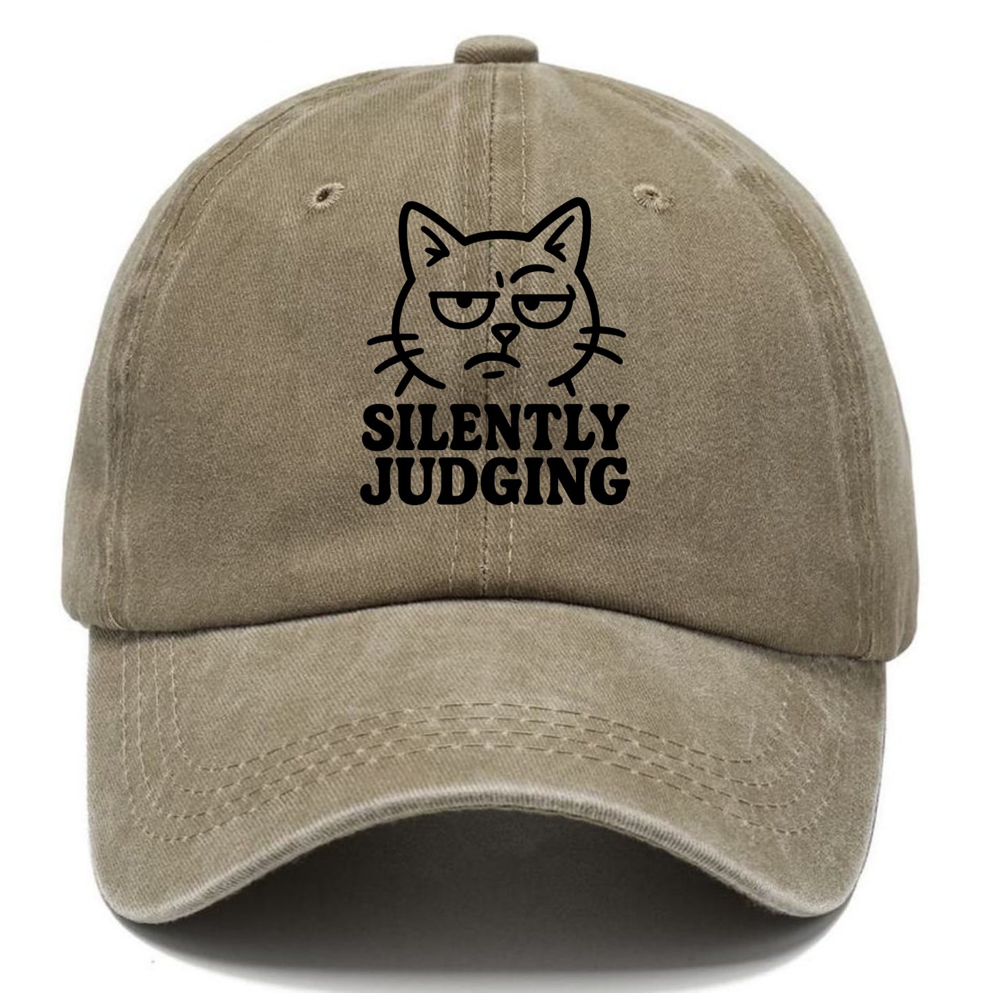 Sassy Side-Eye Cat - Classic Cap - Warm Sand(Khaki)