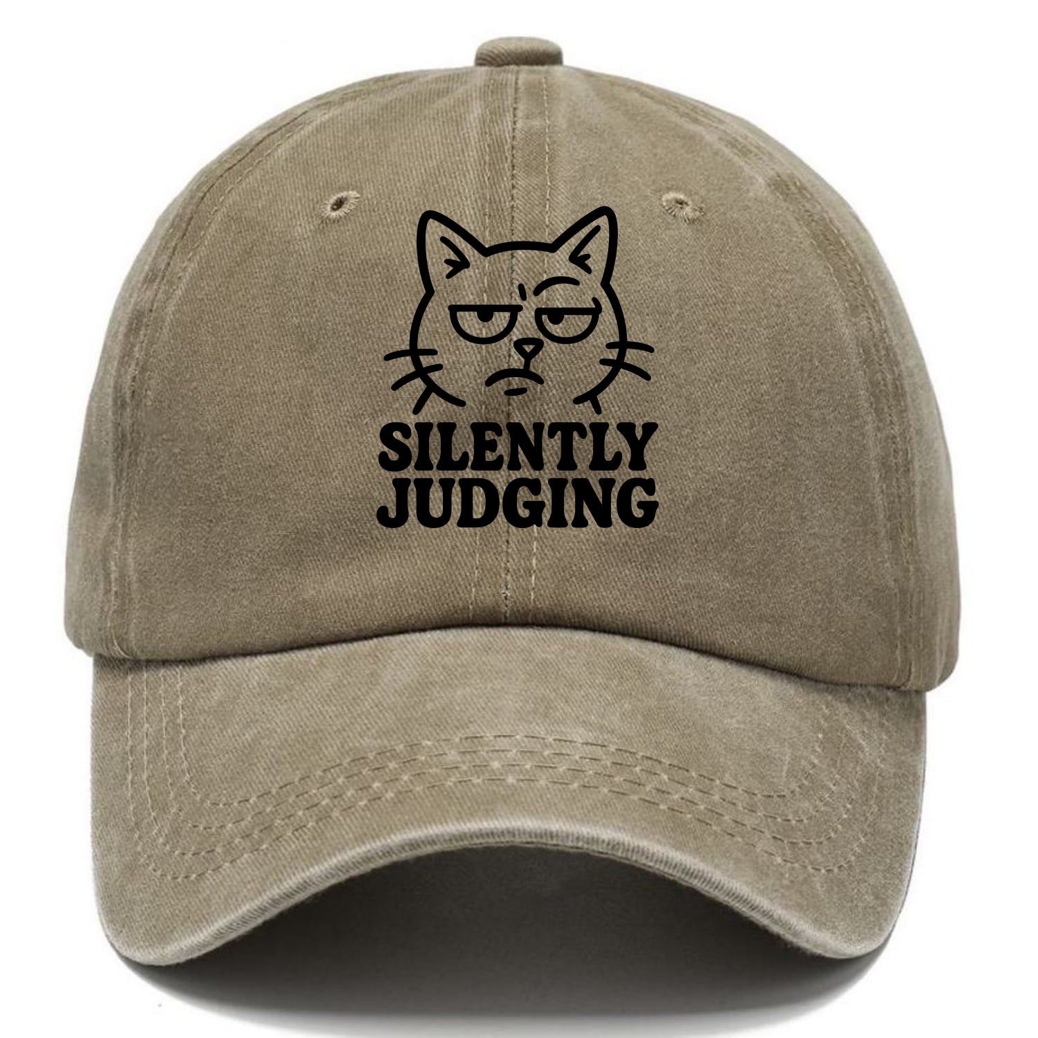 Sassy Side-Eye Cat - Classic Cap - Warm Sand(Khaki)