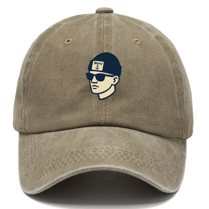 Annapolis Midshipman wearing Navy beanie with anchor patch - Classic Cap - Warm Sand(Khaki)